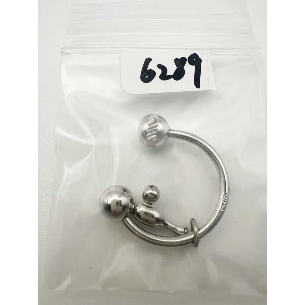925 Sterling Silver Key Ring bowling Pin Charm